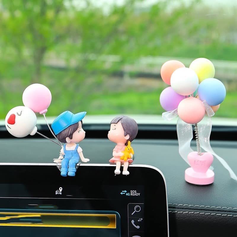 Couple Cute Ornaments, Car Interior Couple Figure Figurines Balloon Ornaments for Car Dashboard, Car Dashboard Accessories for Women Girls Gifts (Blue Couple+Balloon) Couple Cute Ornaments, Car Interior Couple Figure Figurines Balloon Ornaments for Car Dashboard, Car Dashboard Accessories for Women Girls Gifts (Blue Couple+Balloon)