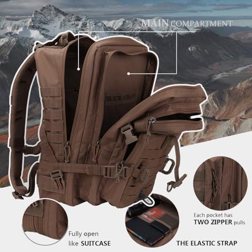 Image of Hannibal Tactical MOLLE Assault Backpack, Tactical Backpack Military Army Camping Rucksack