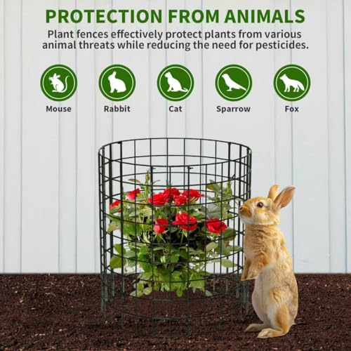 8 Packs Round Plant Protector from Animals,Metal Wire Mesh Garden Plant Cages for Outdoor Gardening Supplies, Garden Protection Rabbits Chickens Ducks for Vegetables, Flowers, Shrubs (16'' x 12'') - Image 2