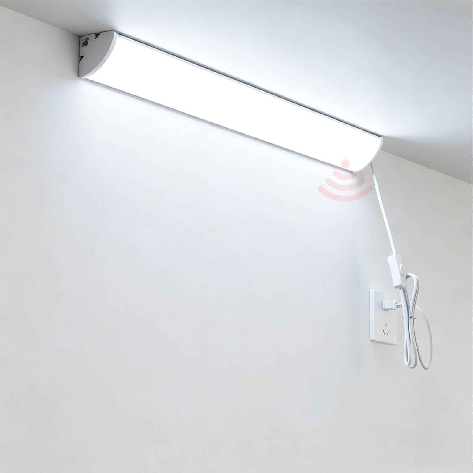 LED Wandleuchten mit Schalter und Stecker Unterbauleuchte Wandbeleuchtung mit Bewegungsmelder Modern Minimalistisch Wandleuchte für Wohnzimmer Küche Schlafzimmer (Weiß Weißes Licht,30cm)