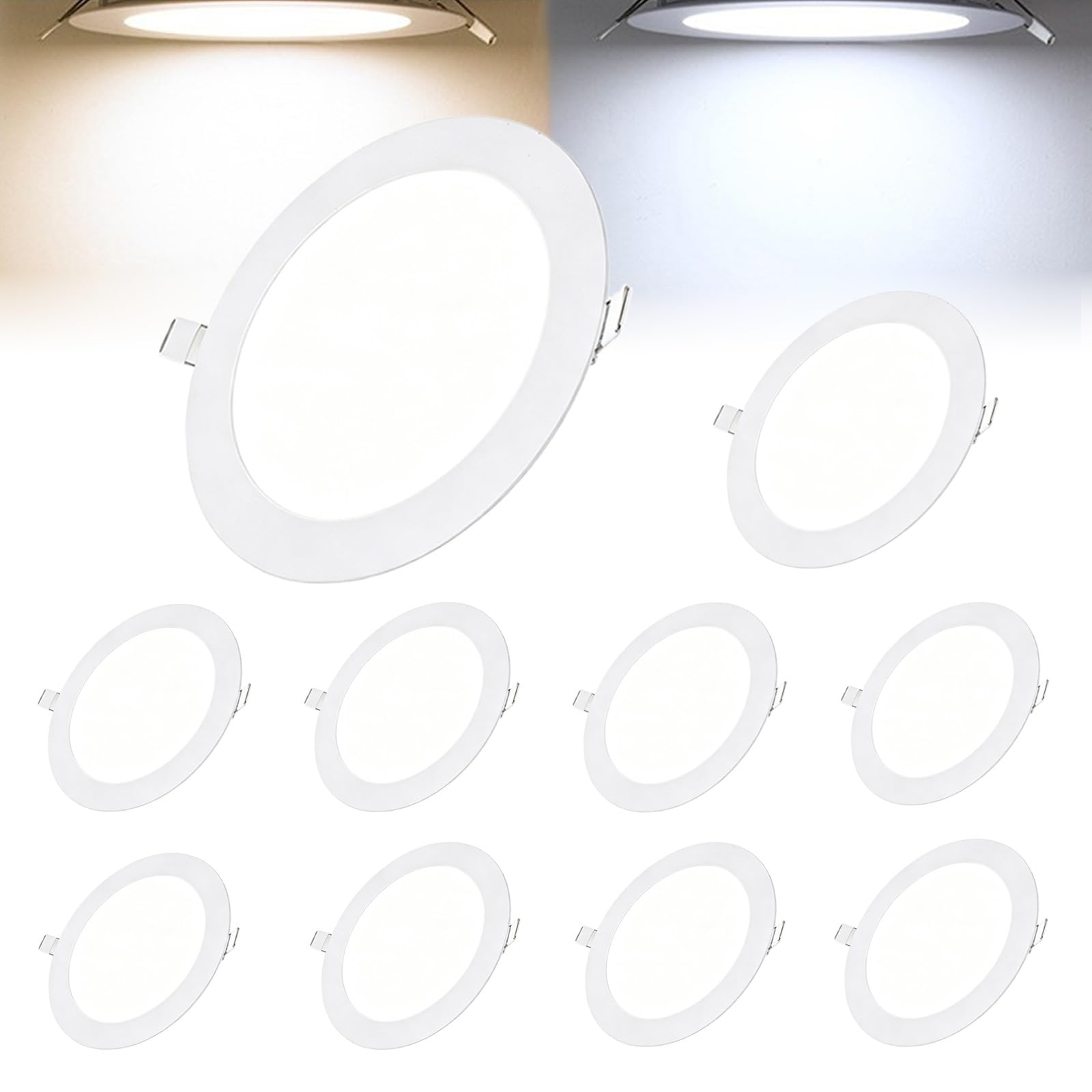 Tashace LED Recessed Ceiling Lights 3000K/4500K/6000K Adjustable Round Spotlights(10pack,24w/292mm)