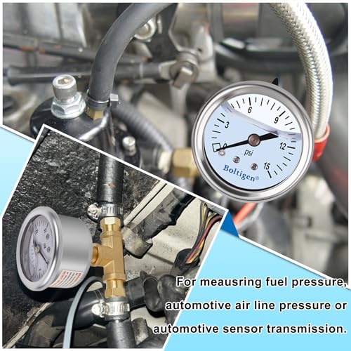 Boltigen FUEL PRESSURE GAUGES Pressure Gauge, 0-15Psi Fuel Pressure Gauge Kit thumb #8