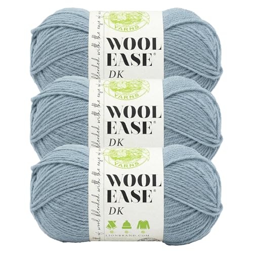Image of Lion Brand Yarn, Wool-Ease DK Crochet & Knit Yarn, Bluegrass, Blue, 3 Pack