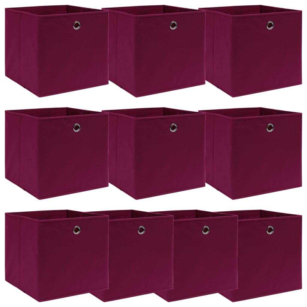 vidaXL 10x Aufbewahrungsbox Zusammenklappbar Spielkiste Regalkorb Faltkiste Korb Kinderbox Box Kiste Regalbox Staubox Dunkelrot 32×32×32cm Stoff