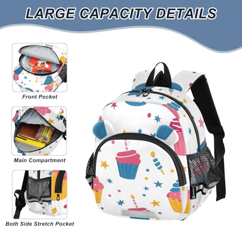 Kid's Backpack for Boys & Girls Toddler Bag Cake Seamless Backpack with Safety Leash4
