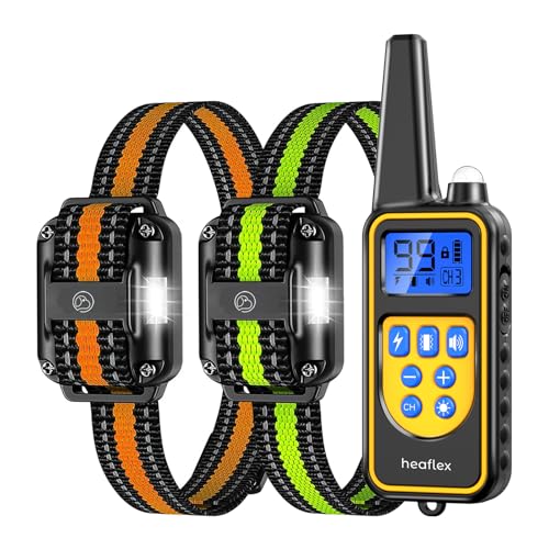 Heaflex Dog Training Collar for 2 Dogs, 3300ft Remote Dog Shock Collar with Night LED Light, IPX...