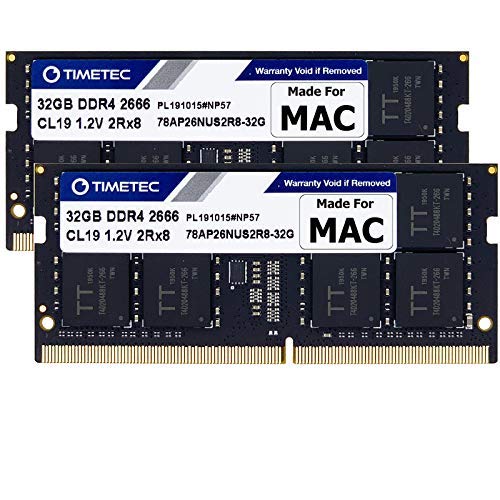Timetec 64GB KIT(2x32GB) Compatible for Apple DDR4 2666MHz for Mid 2020 iMac (20,1 / 20,2) / Mid 2019 iMac (19,1) 27-inch w/Retina 5K Display, Late 2018 Mac Mini (8,1) PC4-21333 / PC4-21300 MAC RAM Timetec 64GB KIT(2x32GB) Compatible for Apple DDR4 2666MHz for Mid 2020 iMac (20,1 / 20,2) / Mid 2019 iMac (19,1) 27-inch w/Retina 5K Display, Late 2018 Mac Mini (8,1) PC4-21333 / PC4-21300 MAC RAM