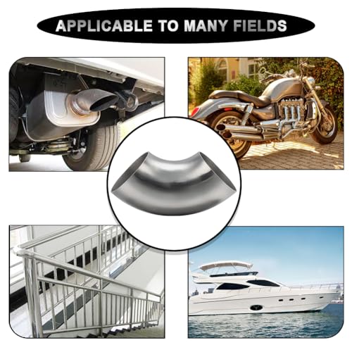 Cotonake OD 3 Inch 90 Degree SS304 Stainless Steel Bend Tube Exhaust Elbow Pipe for Car Modified Exhaust System 3" Piping Silver Tone，Stair Handrail (2pcs) by cotonlake - Image 6