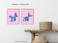 Vista 5 de Cute Pink Blue Bathroom Set 11x14 - Funky Indie Trendy Preppy funny Bathroom Wall Art Decorations - Modern Aesthetic Small Bath Decor - Restroom