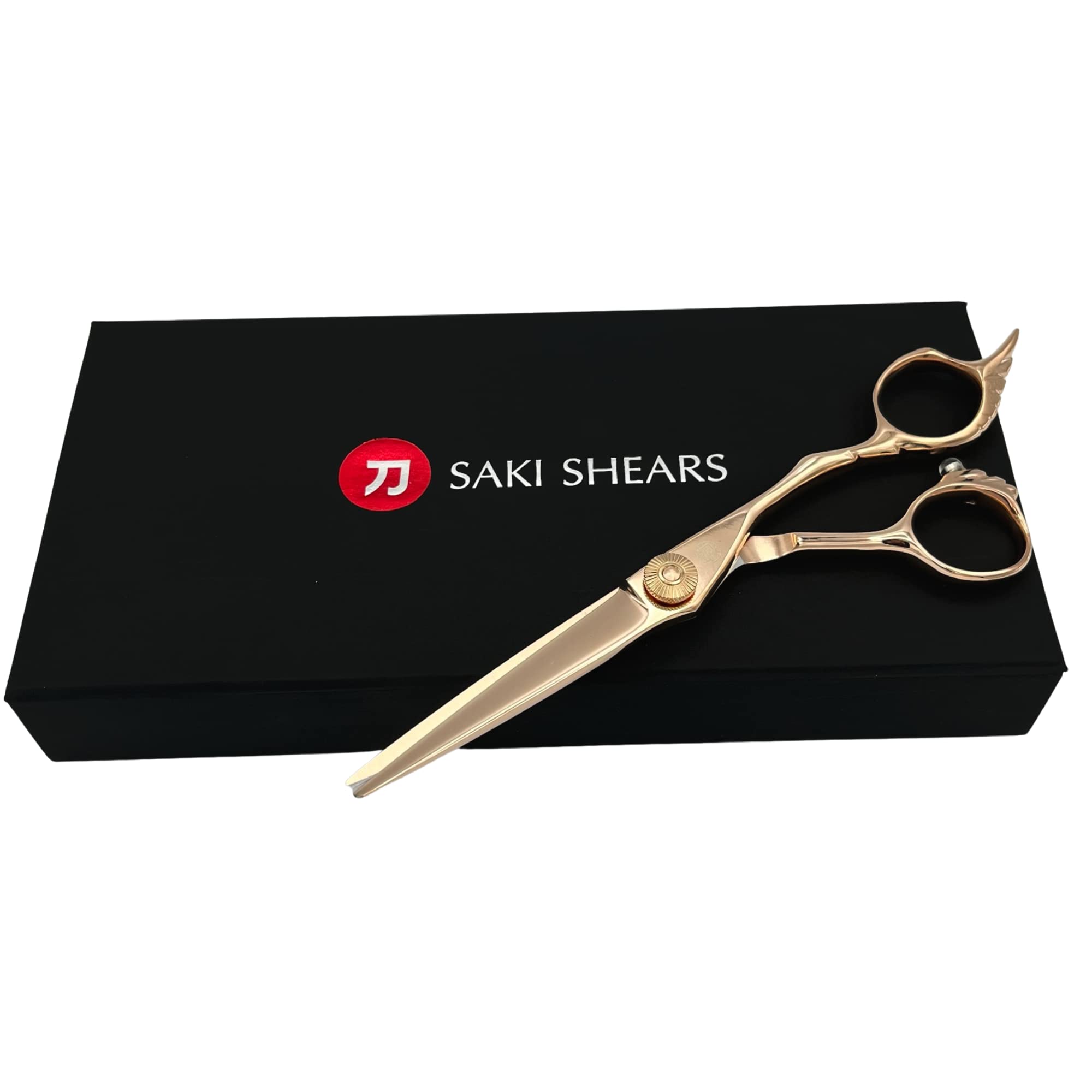 Saki Shears Gold Hair Cutting for Professional Hairdresser - 6" Gold Hair Scissors - Japanese 440C Steel - Super Hard, Sharp Cutting Edge - Tsuru Gold