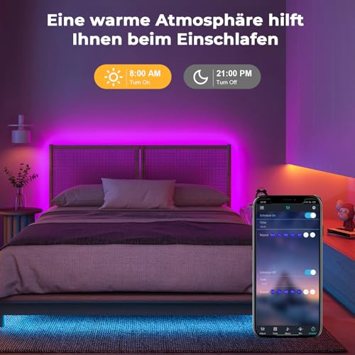 Bluetooth Wasserdichtes LED Streifen 10M (2x5M), 60 LED/M, 600 LEDs Superhell,5050 Outdoor RGB Seil-Licht mit App&44 Tasten Fernbedienung, Musik Sync Farbwechsel für Decken/Haus/Party/Außen Deko