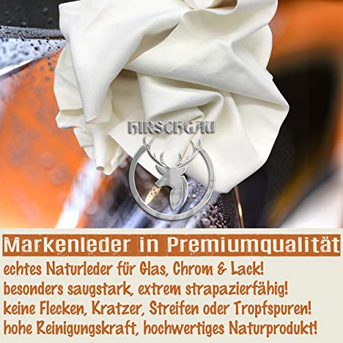 HIRSCHGAU® Naturleder weich schonend Premiumqualität Autowäsche streifenfrei Fenster putzen Reinigung schonend spurenfrei