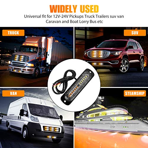 Eeekit 8 Pack Emergency Strobe Lights, Amber White 12 Led Sync Feature Strobe Warning Flashing Light Caution Construction Hazard Light Bar For Car Truck Van Off Road Vehicle Atv Suv Surface Mount #TOP6