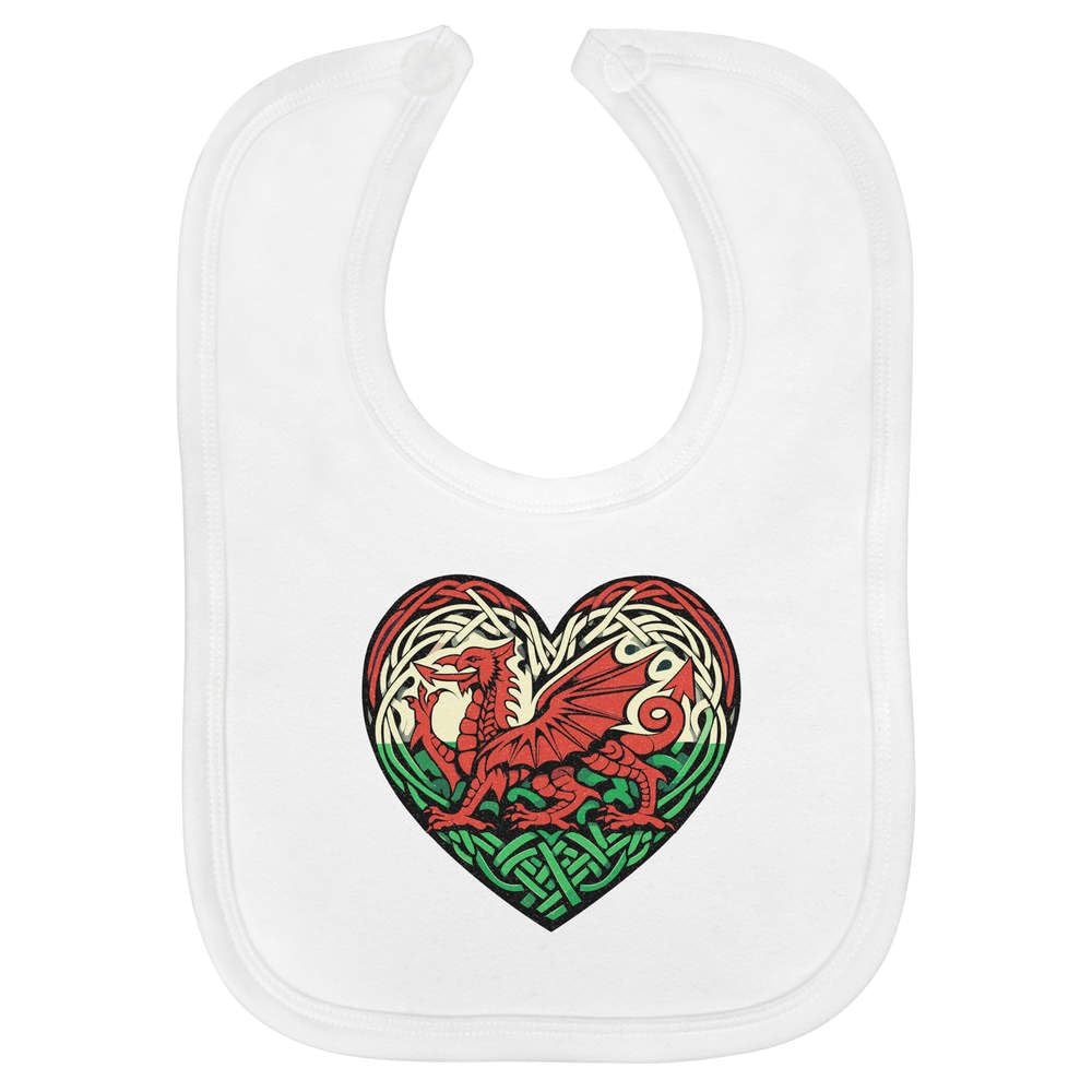 Azeeda 'Wales Celtic Heart ' Baby Bib - White (BI00065452)