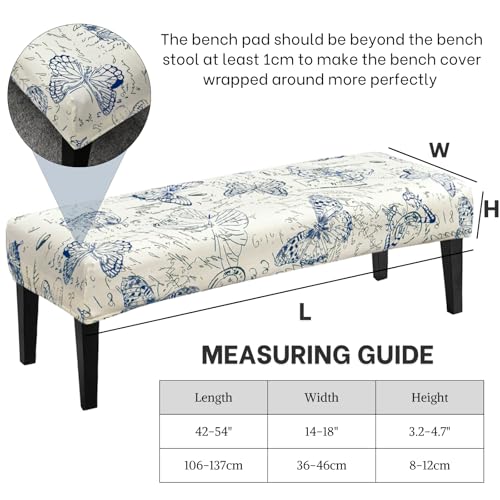 Image of SearchI Dining Bench Cover, Stretch Washable Long Bench Seat Covers, Rectangle Dining Table Bench Slipover for Dining Room, Living Room, Kitchen(Butterfly)