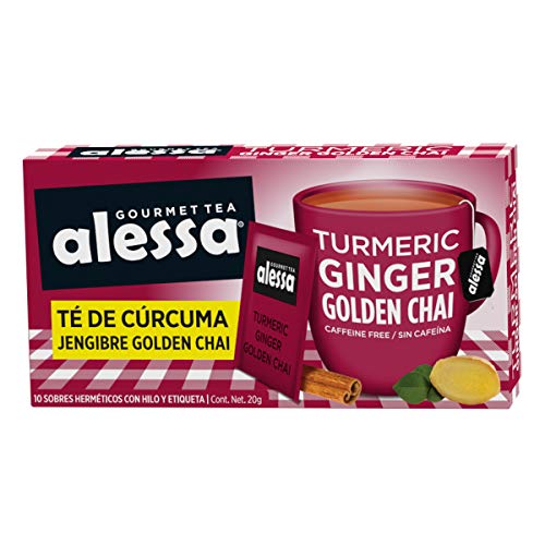 Reviews de Serenate te Top 10. 48 Alessa Gourmet Tea Té de Cúrcuma Jengibre Golden Chai - 10 Sobres, 20 Gramos