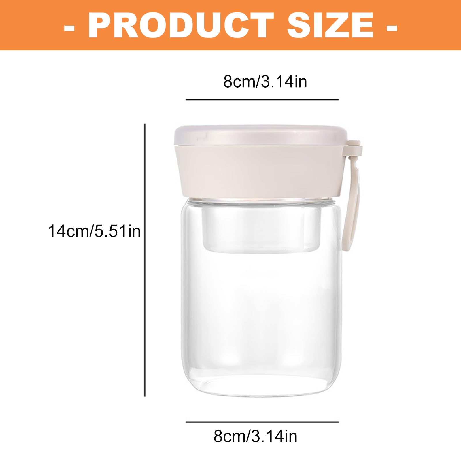 Contenitore per avena con coperchio e cucchiaio da 473 ml, con coperchio e cucchiaio, barattolo in vetro con apertura larga, barattolo per insalata e yogurt con