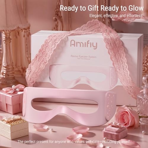 Image of Red Light Therapy Mask - Red Light Therapy for Eyes with 3-Minute, 4 Wavelengths, Targets Wrinkles, Fine Lines, Dark Circles & Eye Bags, Women Men for Home & Travel (Pink)