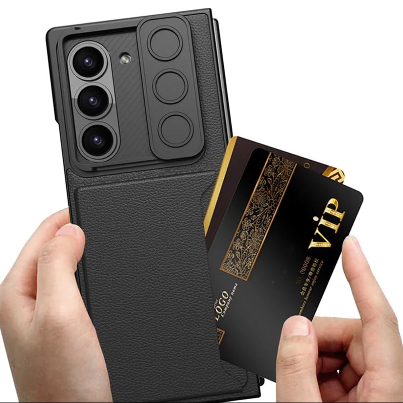 Image of MILLION CASES Back Cover Case for Samsung Galaxy Z Fold6 Shockproof Protective Sliding Window Wallet Case for Men & Boys(Black)