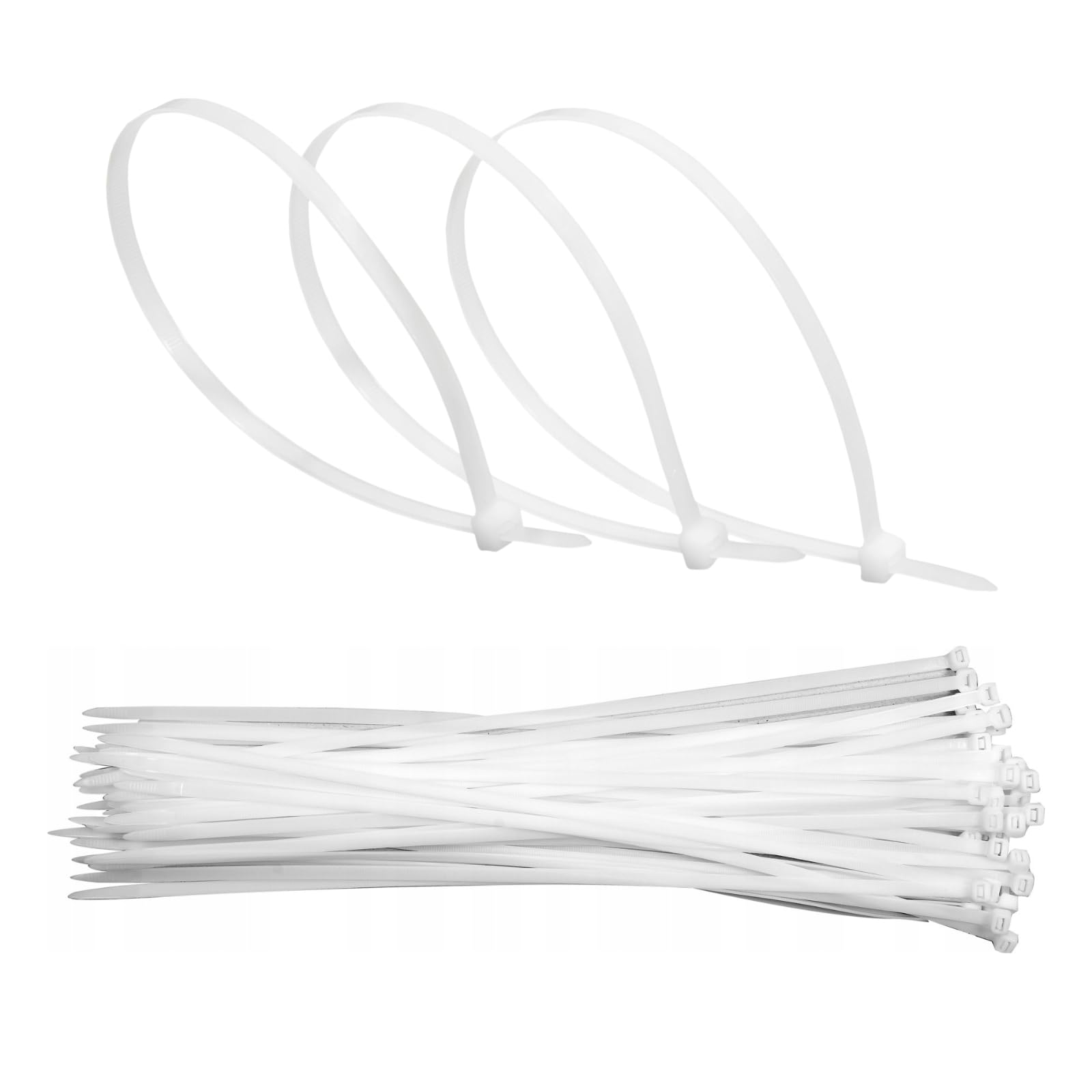 Cable Ties White 100/140/200/250/300mm Nylon Zip Tie Wraps Strong 11 Sizes for Home, Office and Industrial Use Multi-Purpose Cable Management (200, 3.6 x 300mm)
