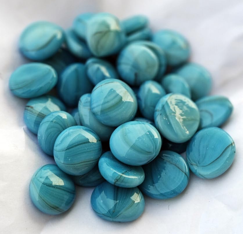 ZEINOO Blue Milky Glass Gems Stones/Pebbles for Home & Garden Décor, Aquarium Décor, Vase Filler, Marble & Gravel Planted Substrate (Blue, 450 gm) 2
