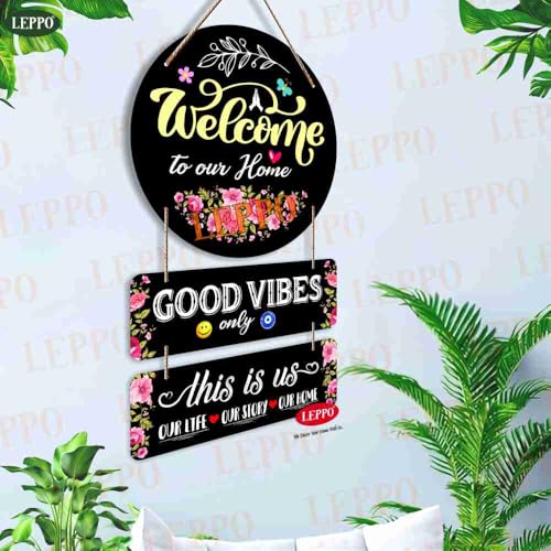 LEPPO Wall Decor Items | Home Decor Items for Living Room | Welcome Wall Hangings Decoration for Living Room | Door Hanging | Home decorative items (WH_323) (1-0007)