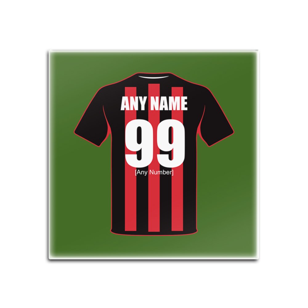 Personalised Gift - Bournemouth Glass Square Coasters (Football Club Design Theme, Colour Options) - Any Name/Message on Your Unique Mat Pad