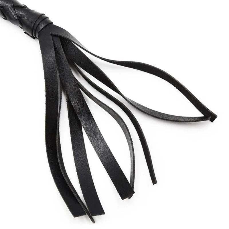 Frustino Cavallo Flogger for frustino da Equitazione con Testa di Nappa Intrecciata in Pelle Frusta Cavallo 71 cm