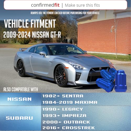 Image of Wheel Accessories Parts 20 Pcs M12x1.25 12x1.25 Thread Car Spline 1.38 inch 35mm Long Lug Nuts Blue Spline Hex Fits Most Subaru Pass Cars ｜ Nissan Pass Cars