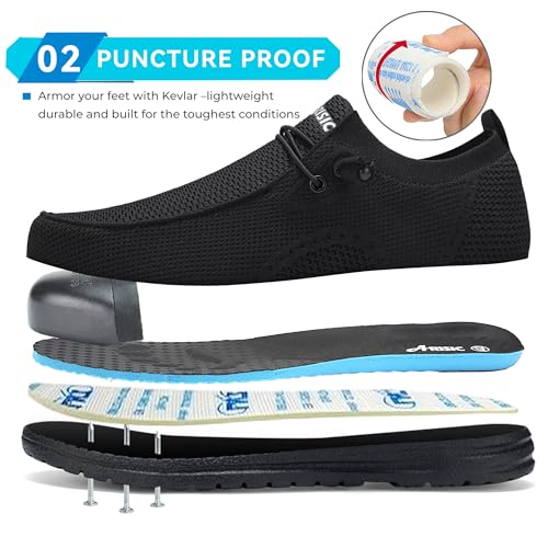 Steel Toe Shoes for Men Slip On Composite Toe Loafers Non Slip Puncture Proof Work Safety Shoes Comfy Lightweight for Construction Warehouse3