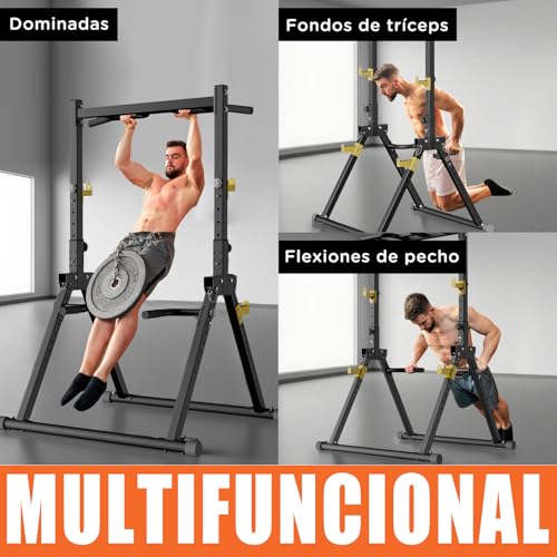 Miniatura 6 de Dh Fitlife Power Tower Estación De Dominadas Plegable Multifuncional, Gimnasio En Casa, Altura Ajustable, Para Pull Up, Sentadillas, Entrenamiento De Fuerza Y Calistenia