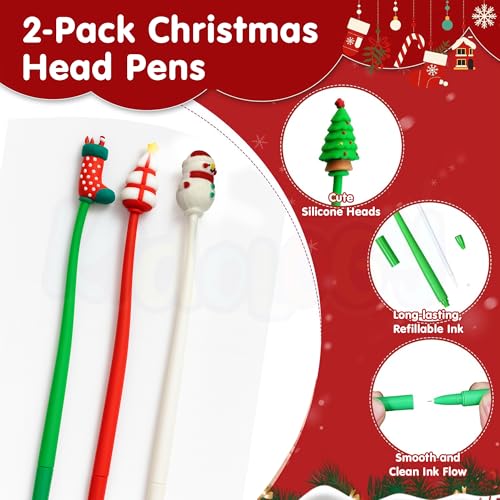 Image of Kidology 4-Pcs. Christmas Gift Pack for Kids - Santa Diary, Erasers, Flexible Santa Pens & Festive Gift Wrap | Fun Holiday Stationery Set with Random Designs