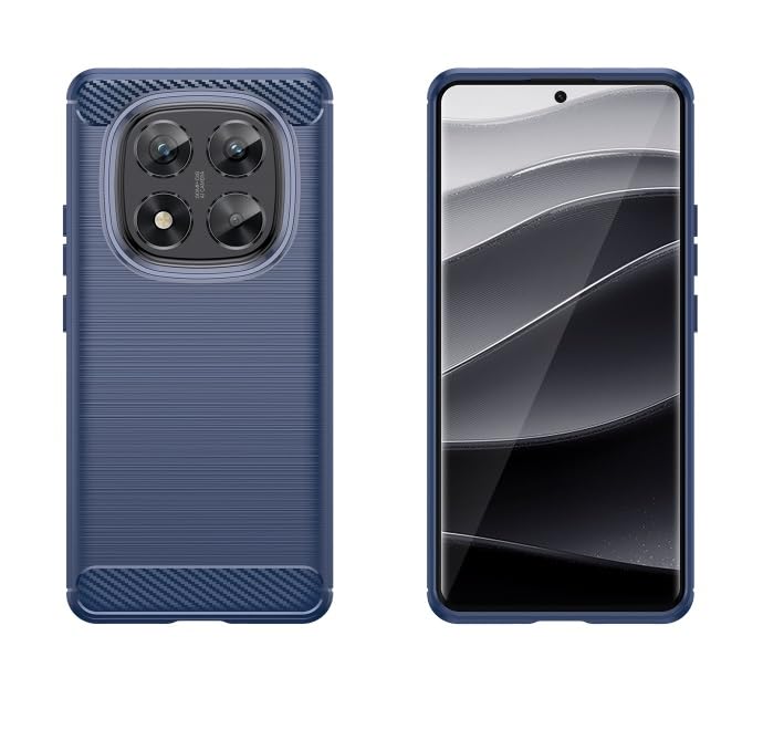 Image of NPRC Hybrid Ultra Slim Protective Case TPU Non-Slip Carbon Fiber Texture Shockproof Case Cover for Redmi Note 14 Pro - Blue