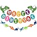 Dinosaur Happy Birthday Banner, Colorful Felt Garland Flag for Dino Jungle Jurassic First Birthday Dinosaur Party Supplies Decorations