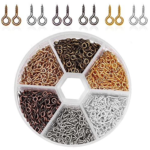 900Pcs Small Screw Eye Pins Eye pins Hooks 6 Colors 1050Pcs O Ring Connectors Metal Open Jump Rings Set 304 Stainless-Steel Jump Rings for Jewelry Making Connectors (4mm 5mm 6mm 7mm 8mm 10mm)