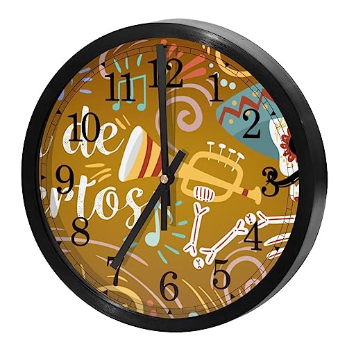 Horloge murale à quartz silencieuse avec squelettes rigolos pour maison et école