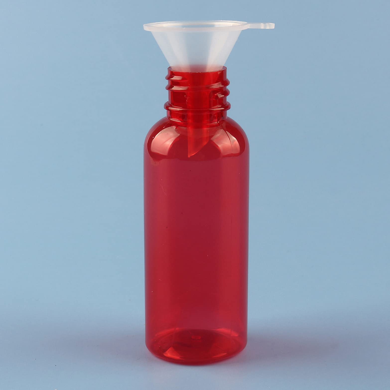 50 Stück Leer 50ml Rot Plastik PET Sprühflasche Reise Zerstäuber mit Schwarz Sprühkopf, Klein Feinen Nebel Parfümzerstäuber Reiseflaschen mit 4X Trichter
