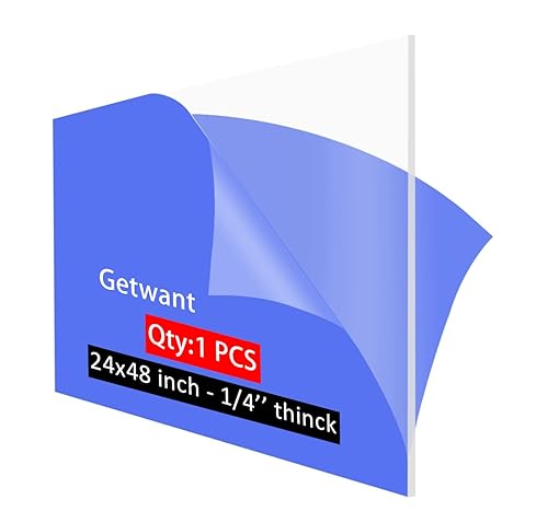 GetWant Hojas de plexiglás de 24 x 48 pulgadas de grosor de 14 de pulgada de grosor, hoja de plexiglás acrílico transparente de 24 x 48 pulgadas,