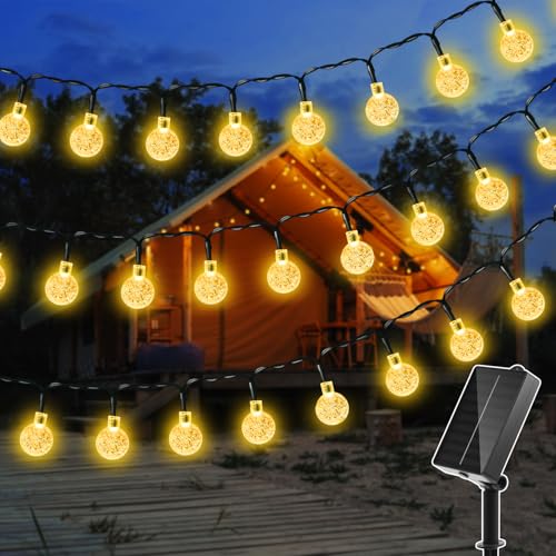 Ollny Solar Lichterkette Aussen 5M 30 LED, IP65 wasserdicht Lichterkette Außen Solar mit 8 Modi, Solar Lichterkette Outdoor für Garten Terrasse Balkon Hochzeit(Warmweiß)