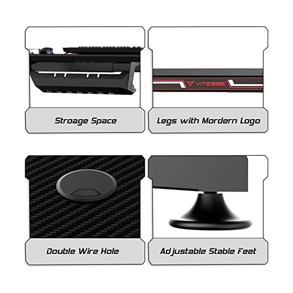 Vitesse 55 inch Gaming Desk T Shaped Computer Desk with Free Large Mouse pad, Racing Style Professional Gamer Game Station with USB Gaming Handle Rack, Cup Holder & Headphone Hook - Image 7
