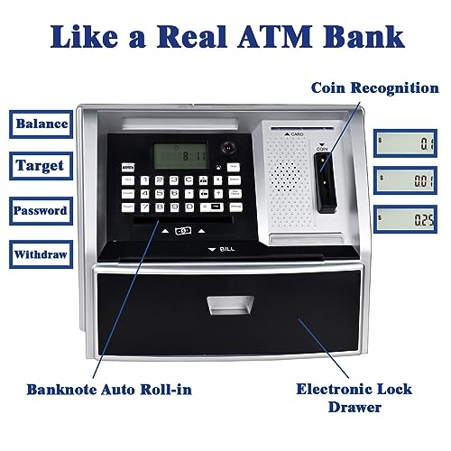 Lyght Interactive ATM Piggy Bank for Canadian Money for Kids - The Ultimate Gift for Boys and Girls! (Black/Silver) by Lyght - Image 2