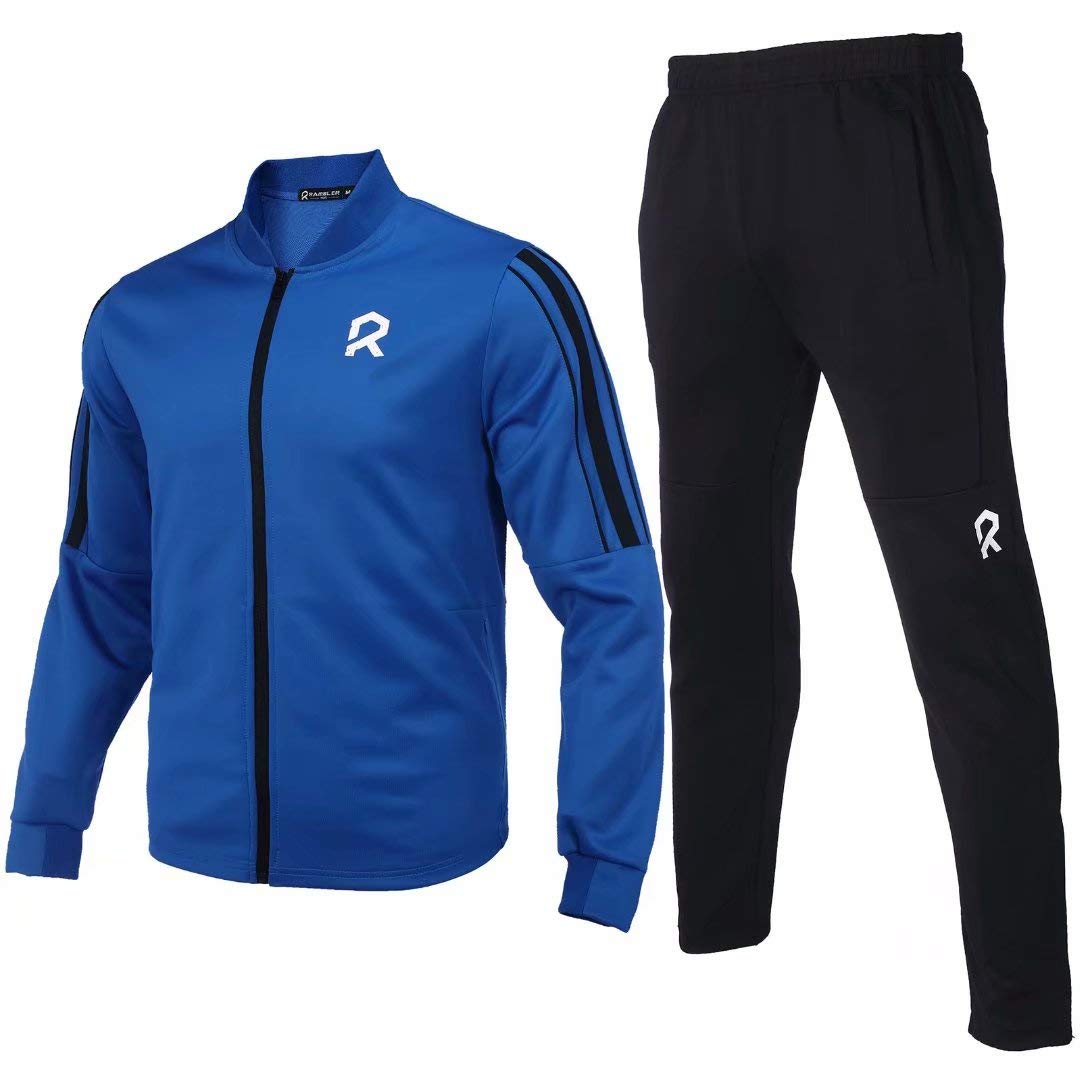 R RAMBLER 1985Mens track suit set 2 pieces casual Active Sweatsuit zip up jacket pants jogging outwear