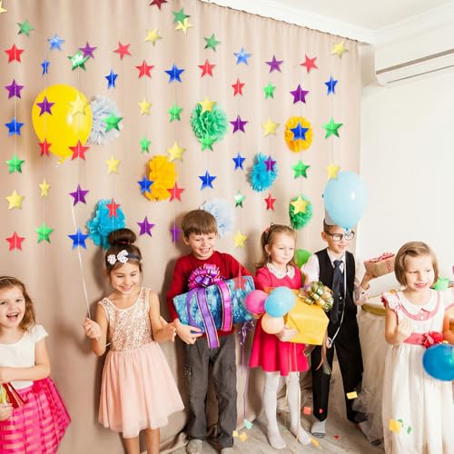 Image of Patelai 130 Feet Glitter Star Garland Banner 2026 Party Decoration Double Side Star Hanging String Streamer Paper Twinkle for Graduation Wedding Birthday (Green,Blue,Purple,Red,Gold)