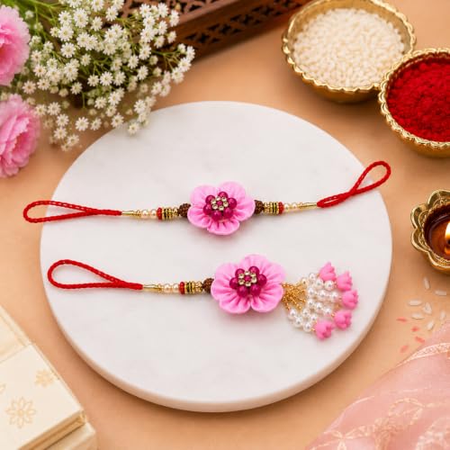 Image of JAIPUR ACE Elegant Blue inchBRO inch Designer Rakhi Gift Set with Greeting Card and Roli Chawal Pouch, Premium Brother Rakhi, Raksha Bandhan Gift for Brother, Traditional (Beautiful design Couple rakhi)