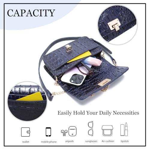 Image of Makcr Joacbv Small Crocodile Crossbody Cell Phone Purse for women Vegan Leather Clutch Wallet with Leather Shoulder Strap | Small