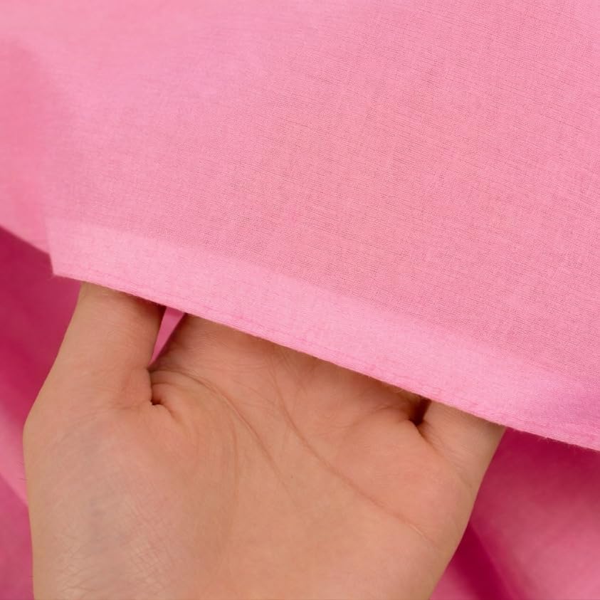 Image of Soimoi Pink Solid 60 * 60's Cotton Cambric Fabric by 3 Yards, 56 Inch Wide Light Weight Material Suitable for Kurtis, Blouses, Kids Clothing, Tunics, Dresses and Summer Apparel