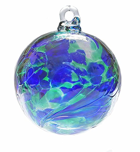 Friendship Ball Blue/Green Iridescent 2.5 Inch Kugel Witch Ball by Iron Art Glass Designs