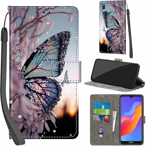[Design della fibbia magnetica] Questa custodia del telefono Huawei Honor 8A 2019/2020 / Huawei Y6 Prime 2019 può essere facilmente aperta e chiusa, utilizzando un design di chiusura magnetica per garantire la conservazione sicura del telefono e della scheda. Il bordo rialzato può proteggere la fotocamera dai graffi.
