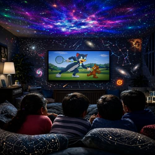 Image of KEKU TOYS Astronaut Light Lamp Galaxy Projector with 360 Adjustable Head & Star Nebula Effects, Galaxy Projector Light for Bedroom, Remote Control Night Light for Home & Kids