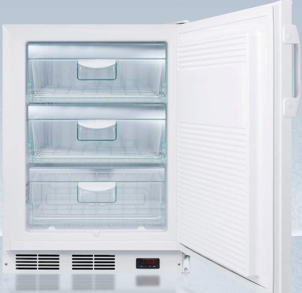 Summit Appliance VT65ML7PLUS2ADA ADA Compliant 24' Wide All-Freezer for Freestanding Use with a Manual Defrost, NIST Calibrated Thermometer, Pull-out Drawers, Lock and -25ºC Capability